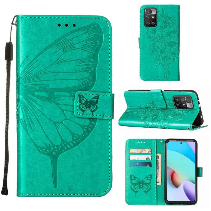 Housse Xiaomi Redmi 10 Papillon Design Avec Lanière