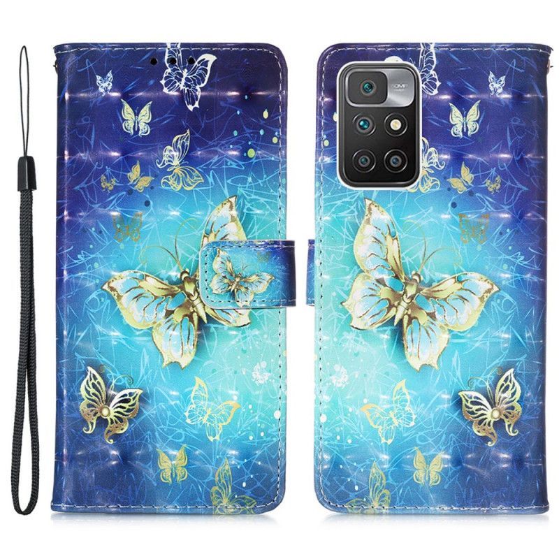 Housse Xiaomi Redmi 10 Papillons Dorés