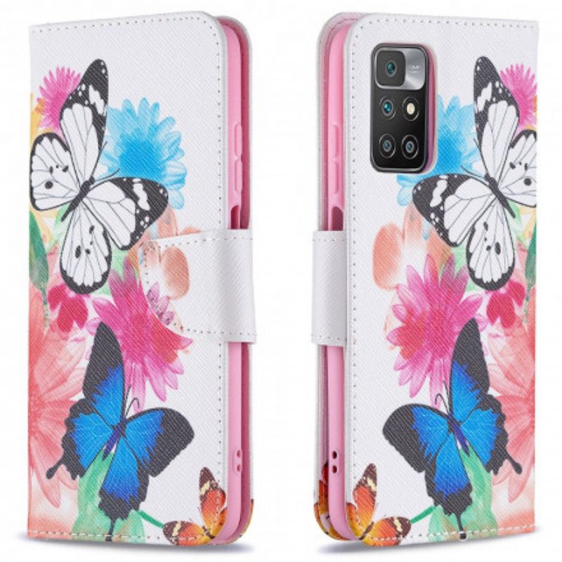 Housse Xiaomi Redmi 10 Papillons Et Fleurs Peints