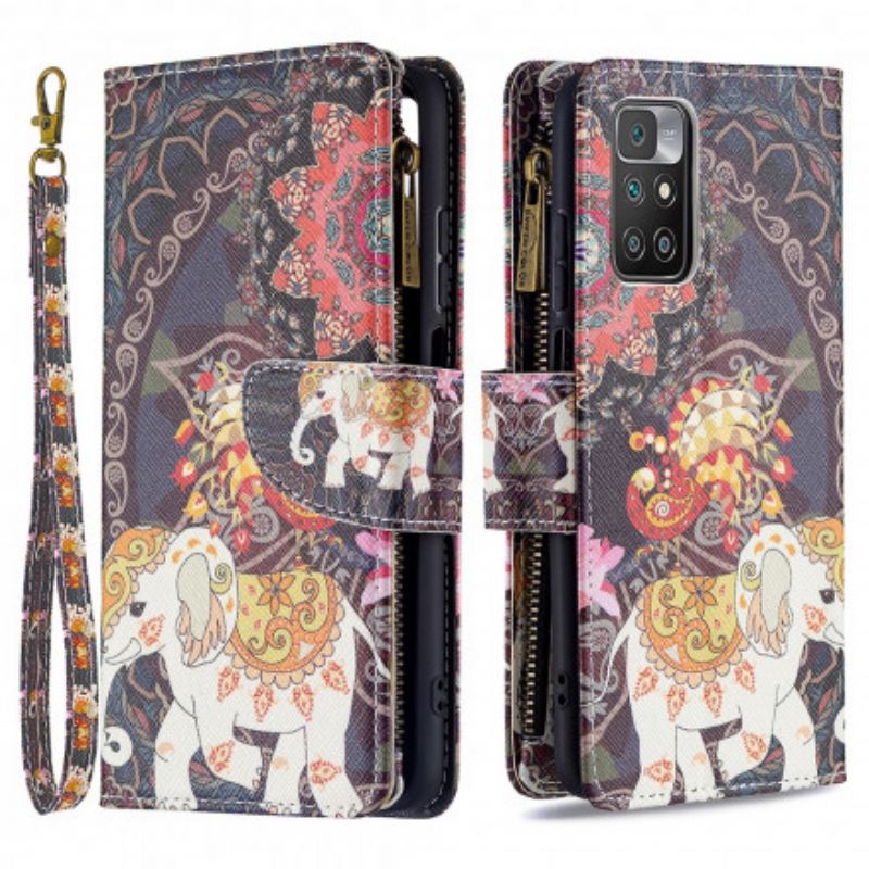 Housse Xiaomi Redmi 10 Poche Zippée Éléphant