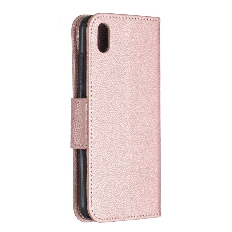 Housse Xiaomi Redmi 7a Effet Cuir Litchi Coloré À Lanière