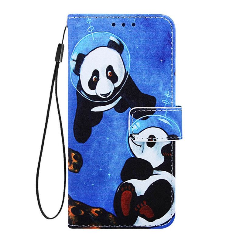 Étui Housse Xiaomi Redmi 7a Pandas Cosmonautes À Lanière