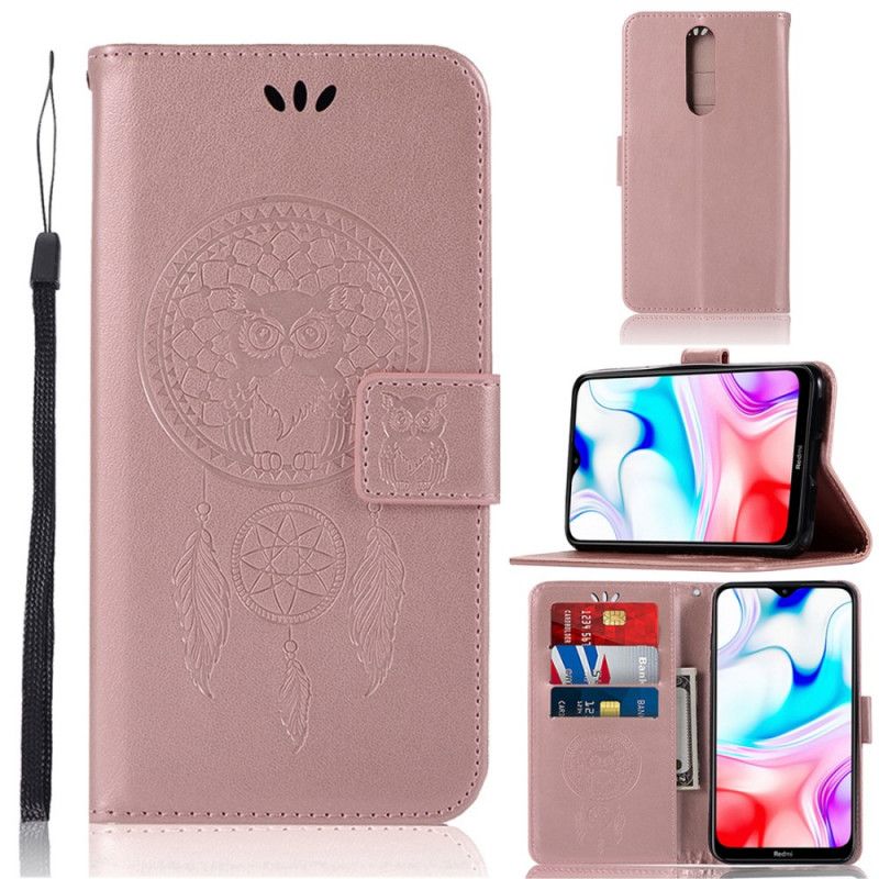 Housse Xiaomi Redmi 8 Effet Cuir Attrape Rêves Hibou