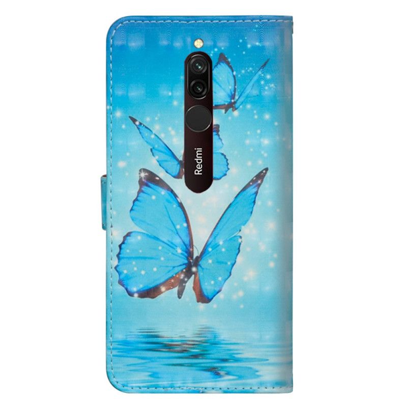 Housse Xiaomi Redmi 8 Papillons Bleus Volants