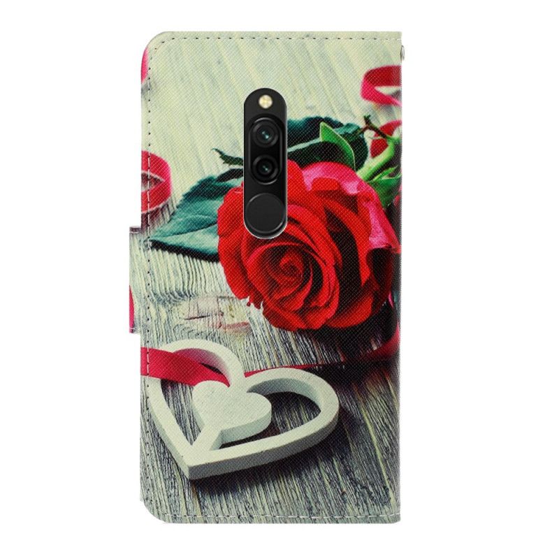 Housse Xiaomi Redmi 8 Rose Romantique À Lanière