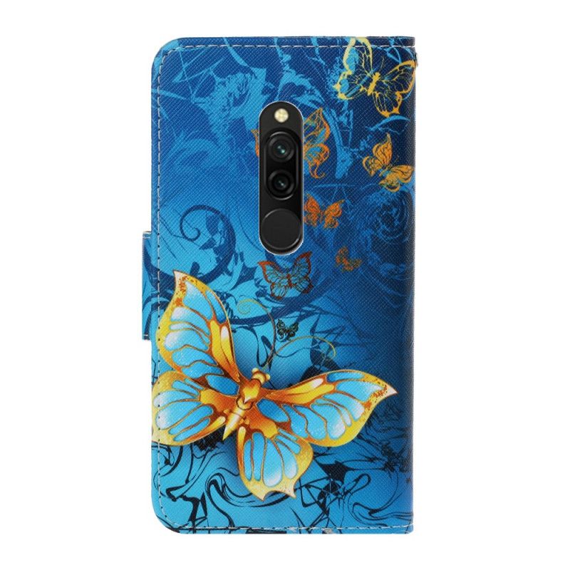 Housse Xiaomi Redmi 8 Variations Papillons À Lanière
