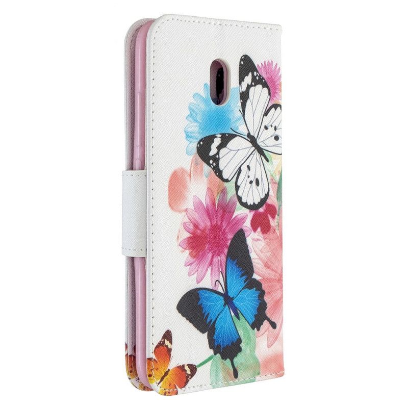 Housse Xiaomi Redmi 8a Papillons Et Fleurs Peints