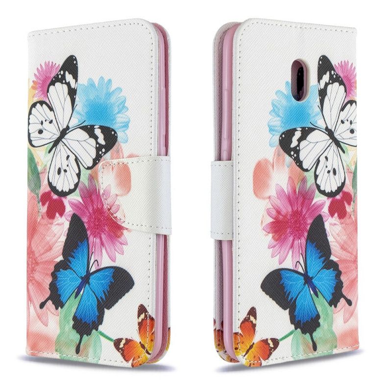 Housse Xiaomi Redmi 8a Papillons Et Fleurs Peints