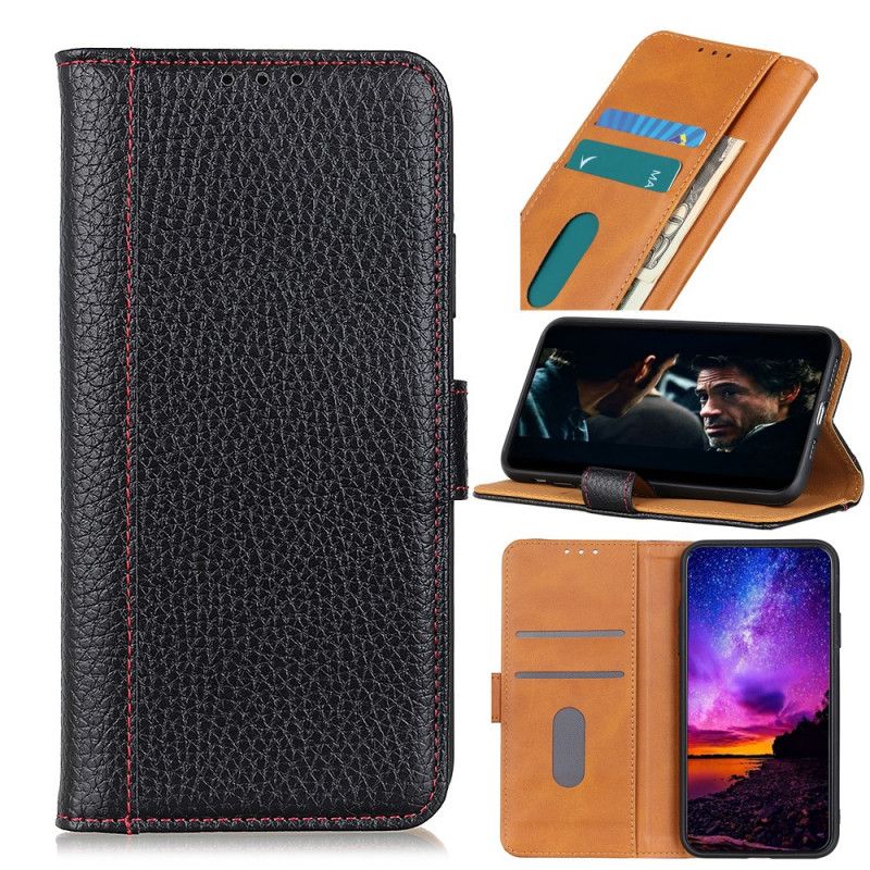 Housse Xiaomi Redmi 9 Effet Cuir Litchi Coutures