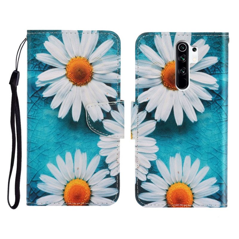 Housse Xiaomi Redmi 9 Marguerites À Lanière