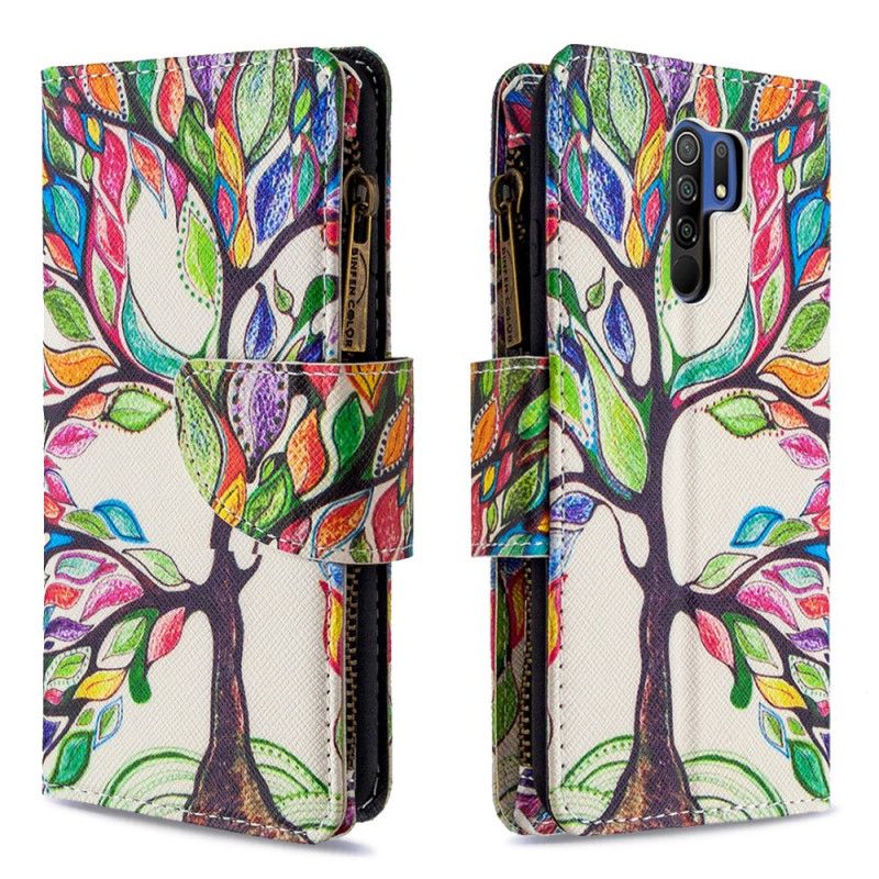 Housse Xiaomi Redmi 9 Poche Zippée Arbre