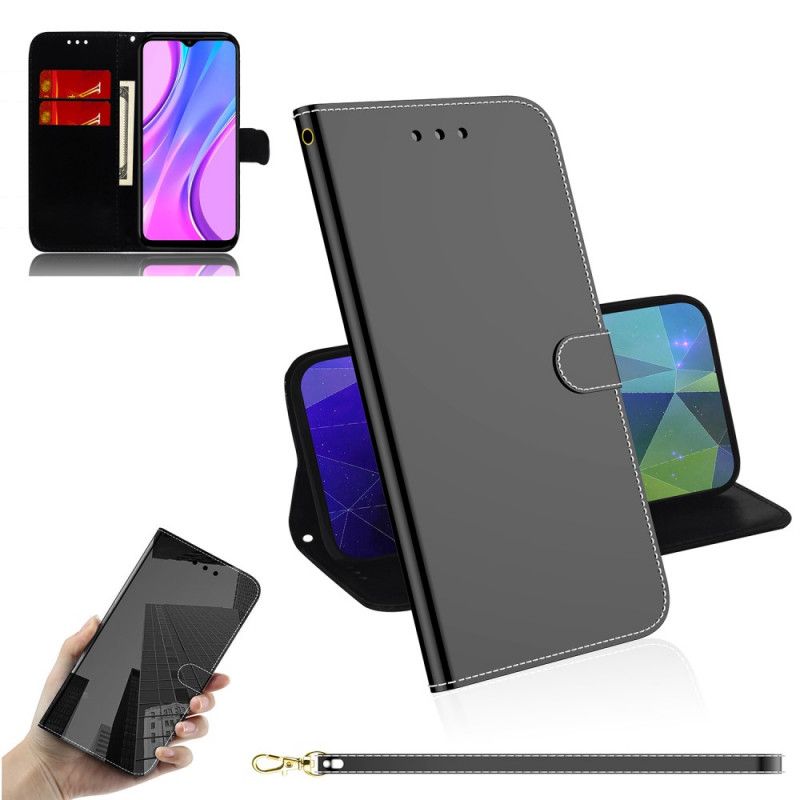 Housse Xiaomi Redmi 9 Simili Cuir Couverture Miroir