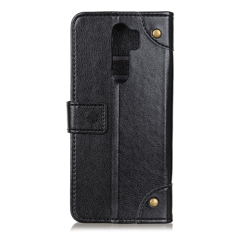 Étui Housse Xiaomi Redmi 9 Style Cuir Nappa Rivets Vintage