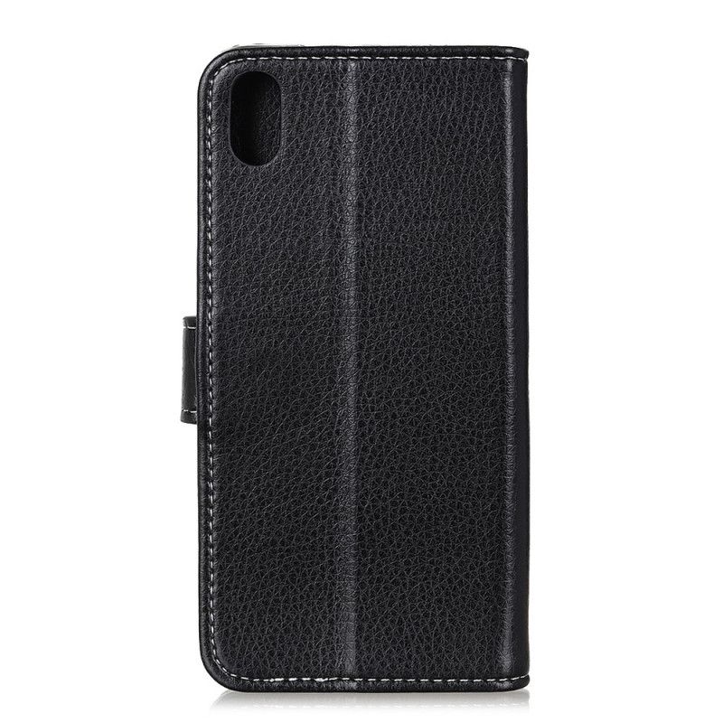 Étui Housse Xiaomi Redmi 9a Effet Cuir Litchi Coutures