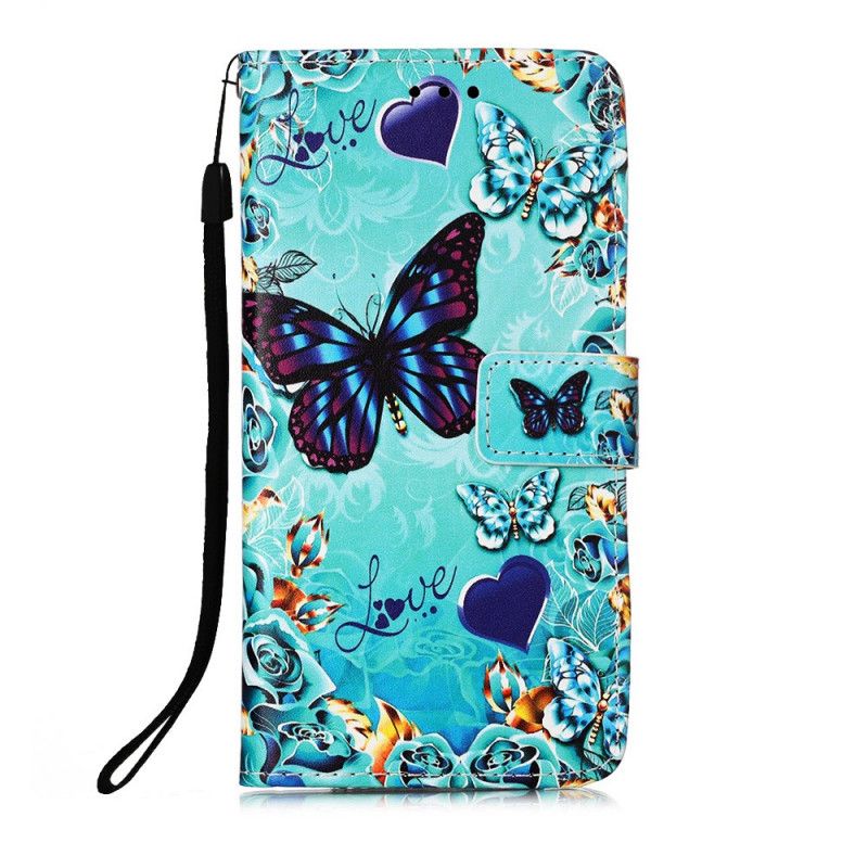 Étui Housse Xiaomi Redmi 9a Love Butterflies À Lanière