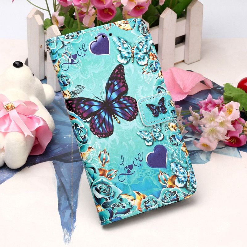 Étui Housse Xiaomi Redmi 9a Love Butterflies À Lanière