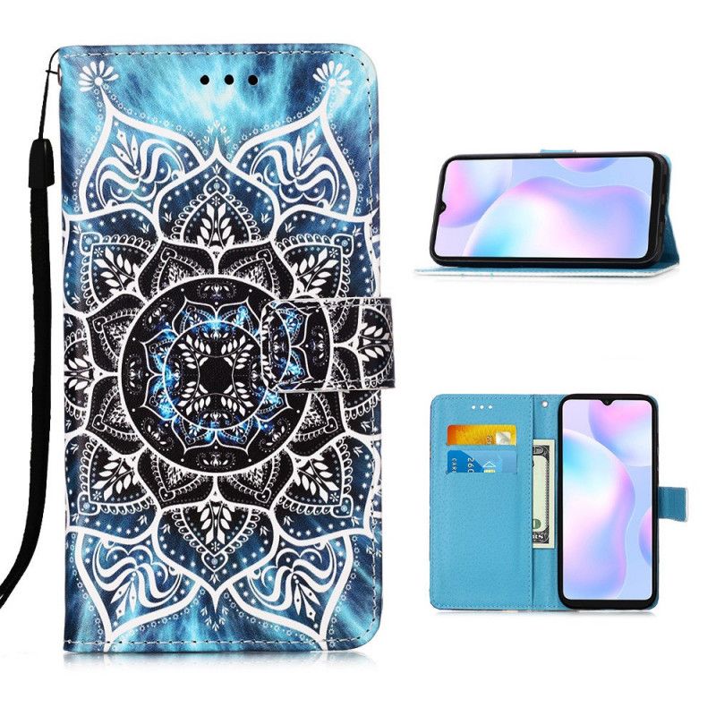 Housse Xiaomi Redmi 9a Mandala Noir À Lanière