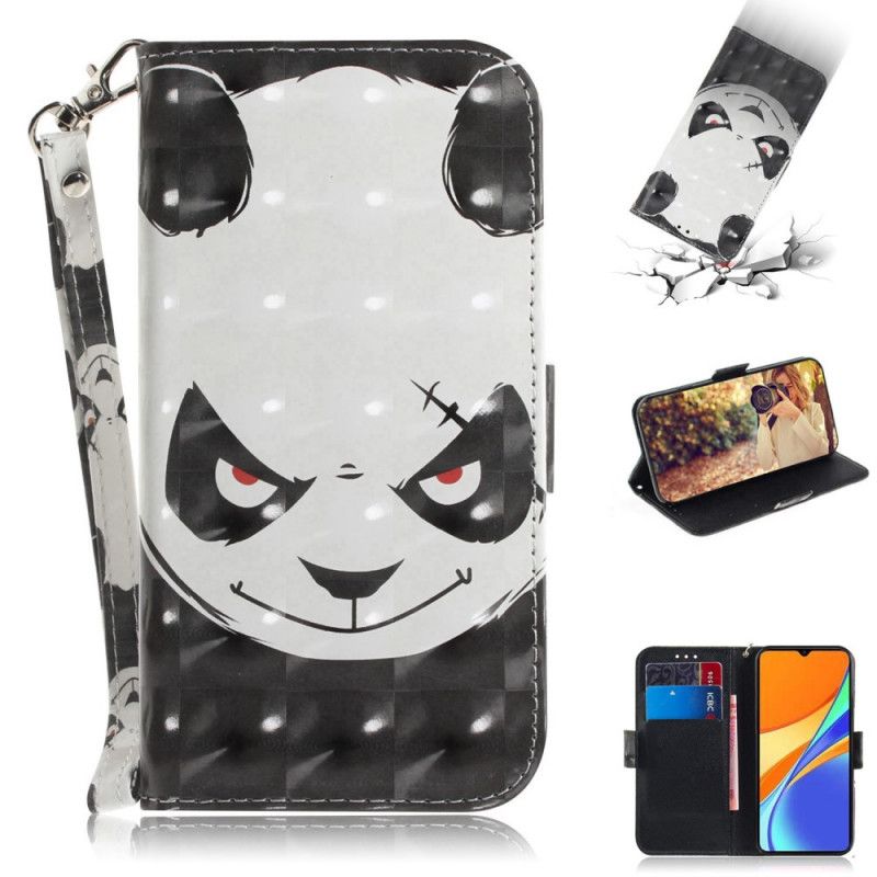 Housse Xiaomi Redmi 9c Angry Panda À Lanière