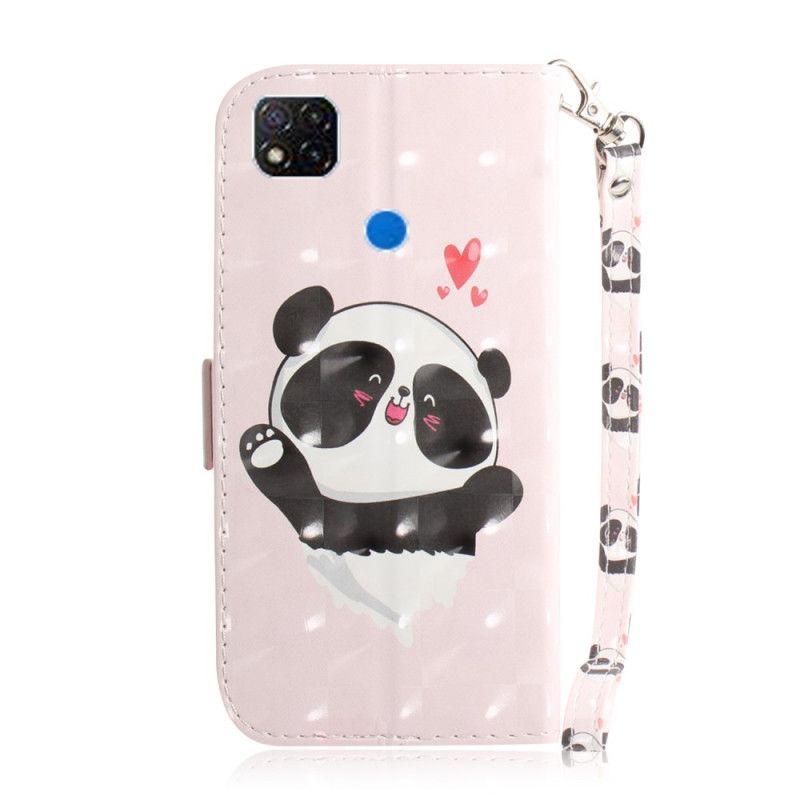 Housse Xiaomi Redmi 9c Panda Love À Lanière