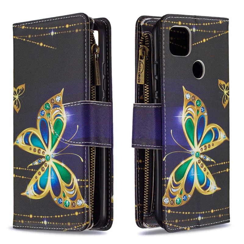 Housse Xiaomi Redmi 9c Poche Zippée Papillons