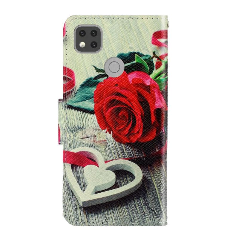 Housse Xiaomi Redmi 9c Rose Romantique À Lanière