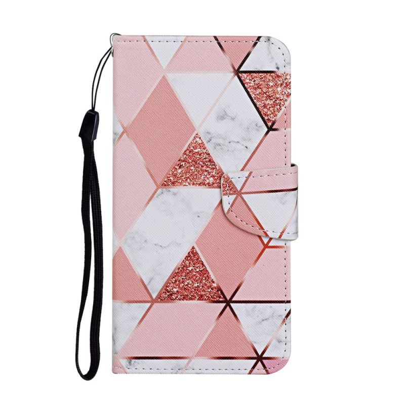 Housse Xiaomi Redmi 9c Triangle Marbre Et Paillettes