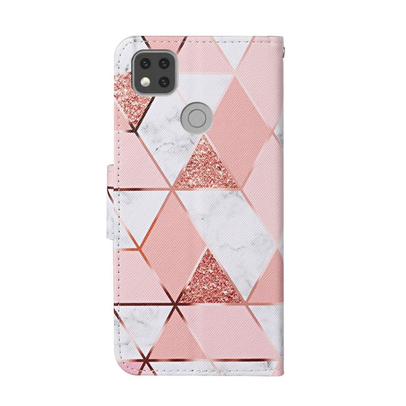 Housse Xiaomi Redmi 9c Triangle Marbre Et Paillettes