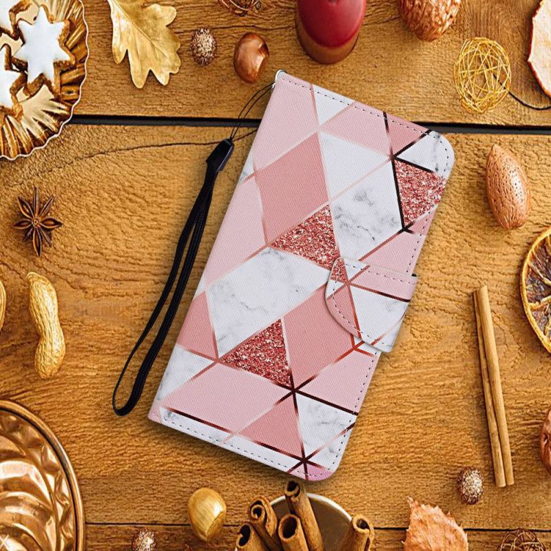 Housse Xiaomi Redmi 9c Triangle Marbre Et Paillettes