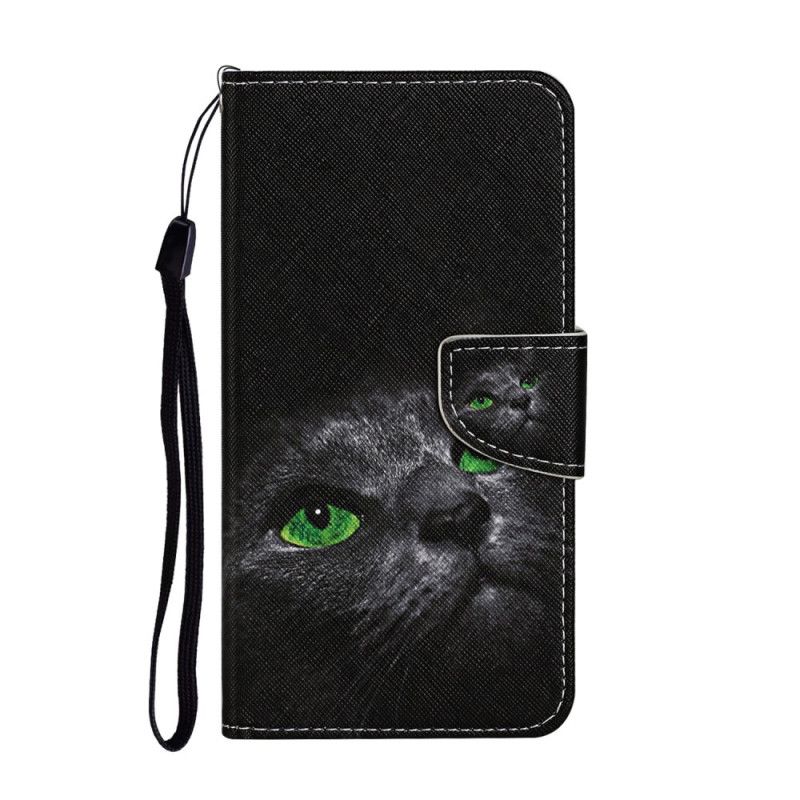 Housse Xiaomi Redmi 9c Yeux Vert De Chat Noir