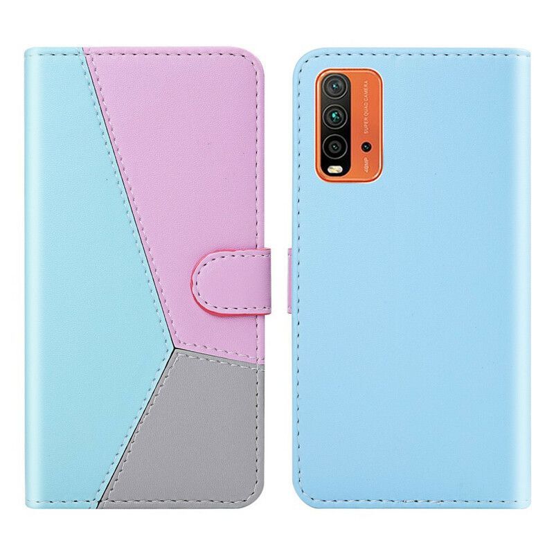 Housse Xiaomi Redmi 9T Effet Cuir Tricolore