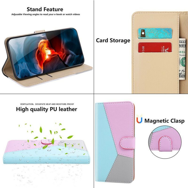 Housse Xiaomi Redmi 9T Effet Cuir Tricolore