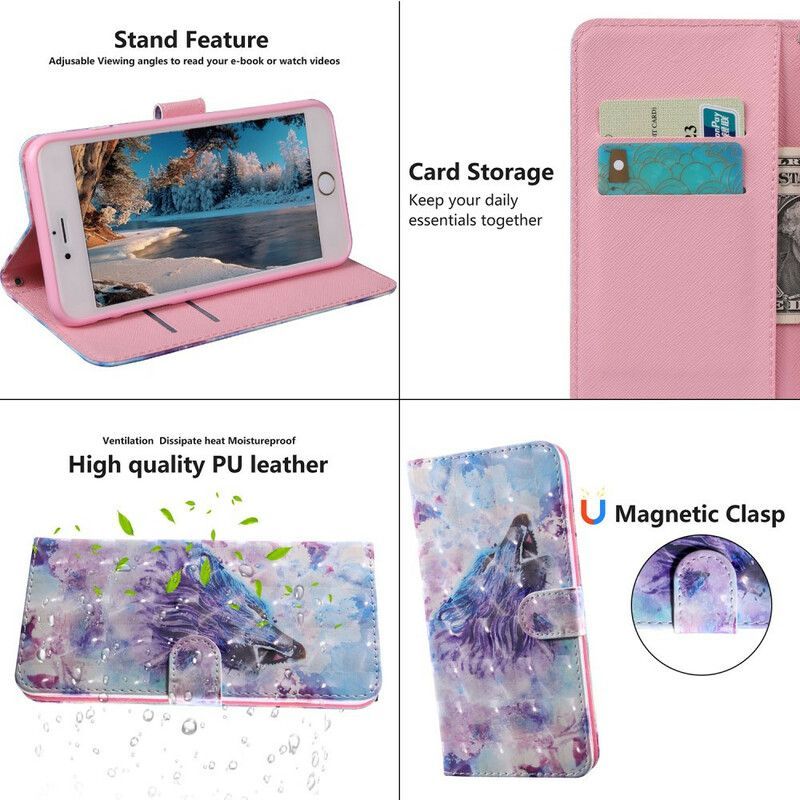 Housse Xiaomi Redmi 9T Loup Aquarelle