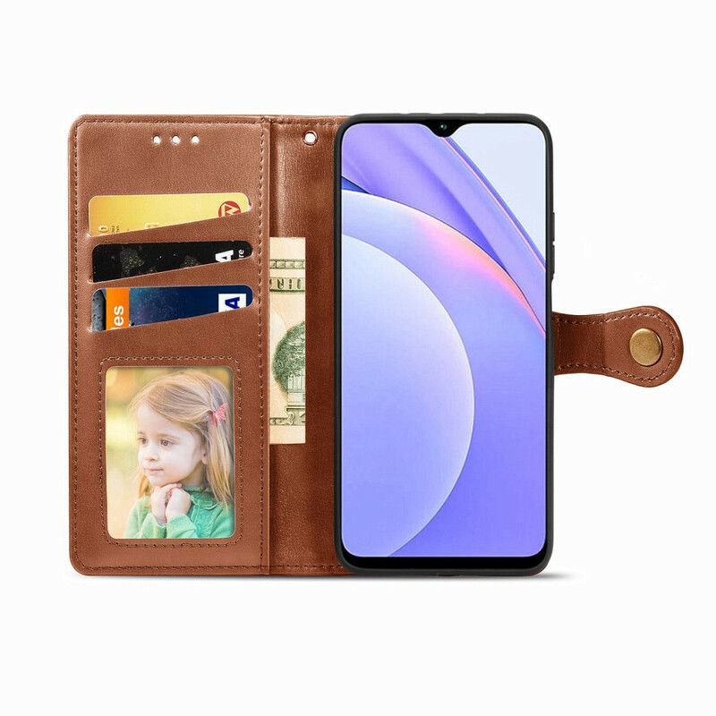 Housse Xiaomi Redmi 9T Simili Cuir Et Fermoir Vintage