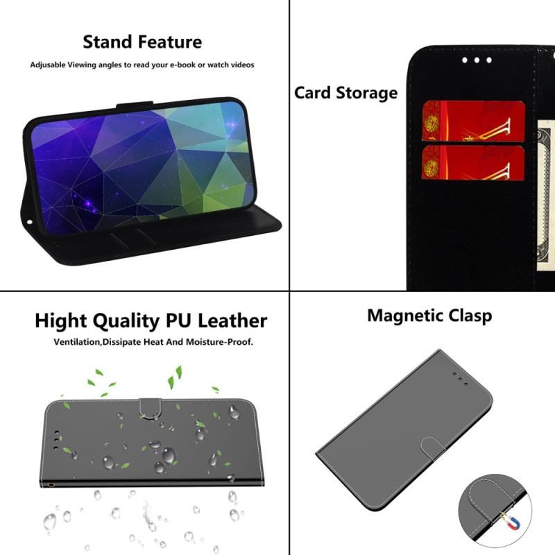 Housse Xiaomi Redmi A1 Simili Cuir Miroir avec Lanière