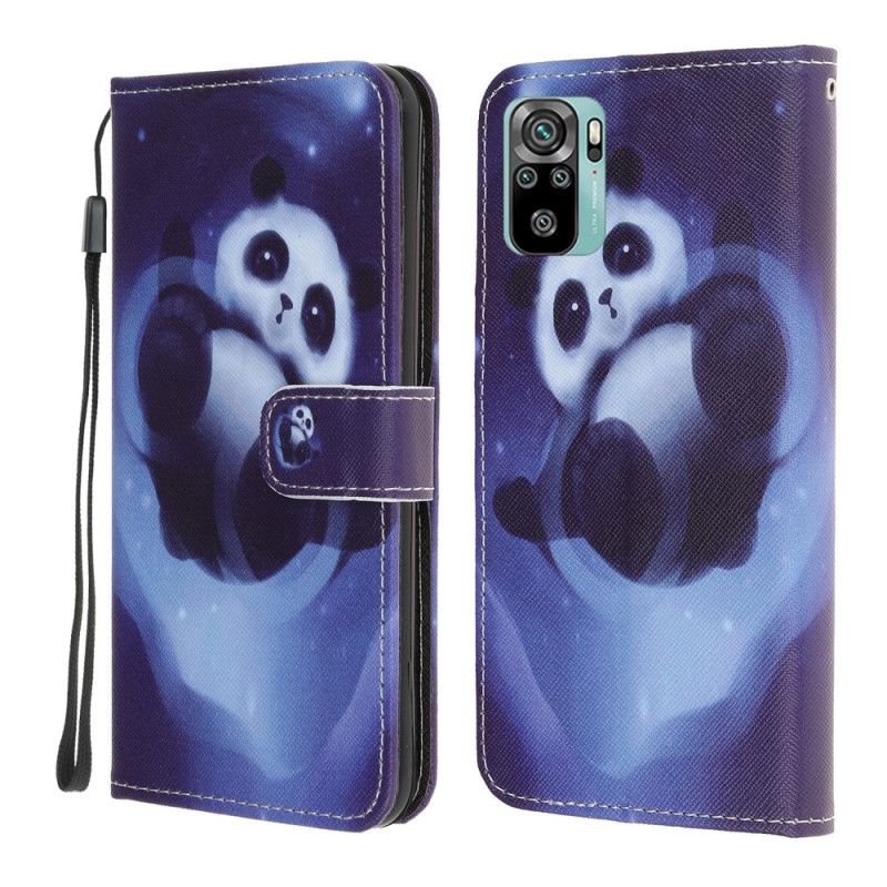 Housse Xiaomi Redmi Note 10 / Note 10s Panda Space À Lanière