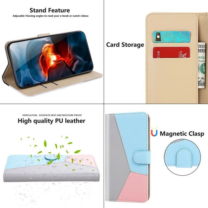 Housse Xiaomi Redmi Note 10/10S/Poco M5s Effet Cuir Tricolore