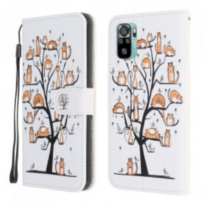 Housse Xiaomi Redmi Note 10/10S/Poco M5s Funky Cats à Lanière