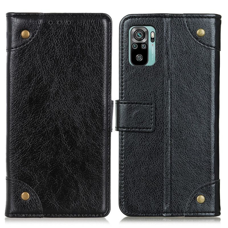 Housse Xiaomi Redmi Note 10 / Note 10s Style Cuir Nappa Rivets Vintage