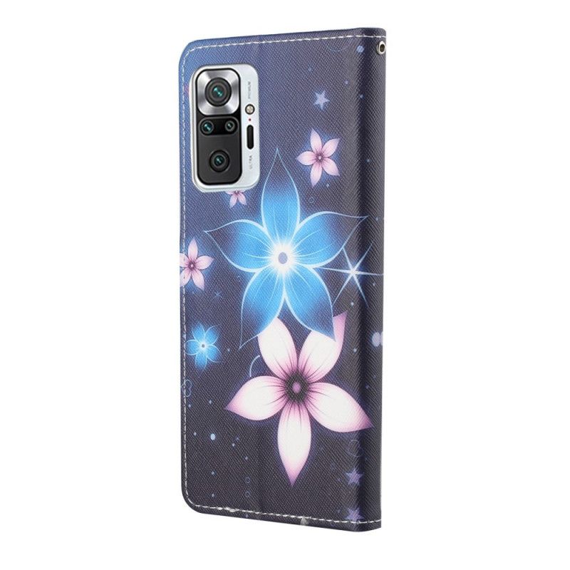 Housse Xiaomi Redmi Note 10 Pro Fleurs Lunaires À Lanière