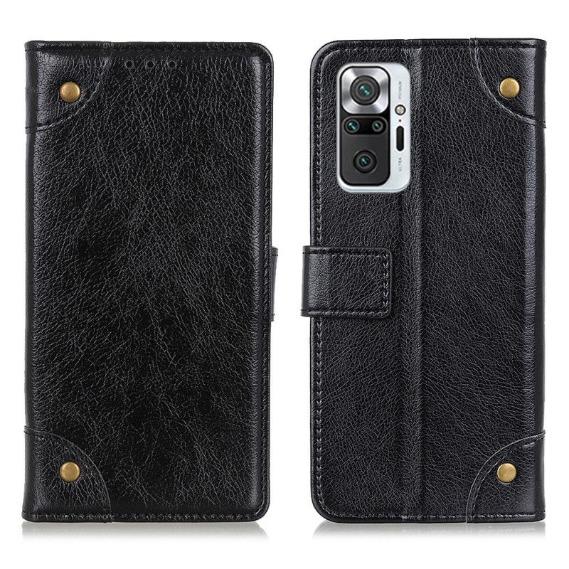 Housse Xiaomi Redmi Note 10 Pro Style Cuir Nappa Rivets Vintage