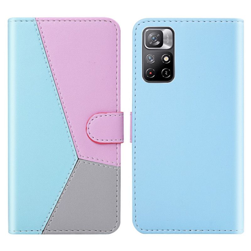 Housse Xiaomi Redmi Note 11 / Poco M4 Pro 5G Effet Cuir Tricolore