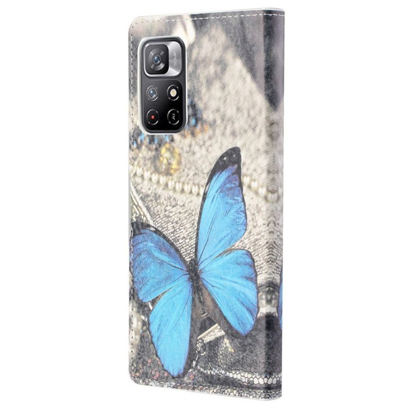 Housse Xiaomi Redmi Note 11 / Poco M4 Pro 5G Papillon Bleu
