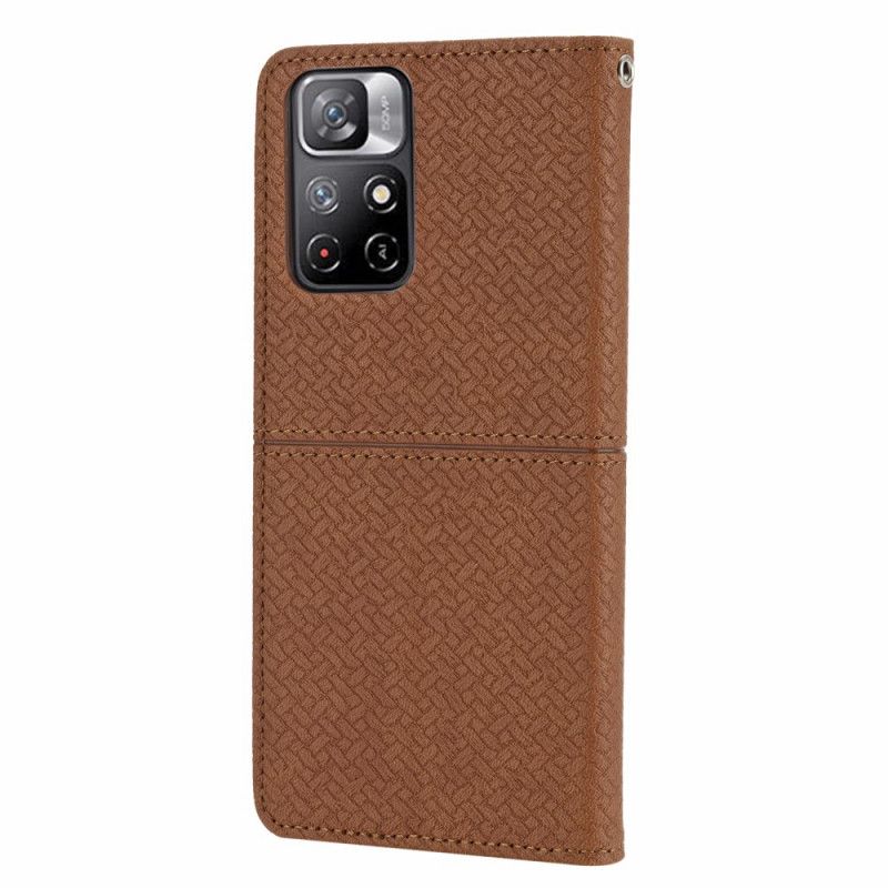 Housse Xiaomi Redmi Note 11 / Poco M4 Pro 5G Style Cuir Tissée À Lanière