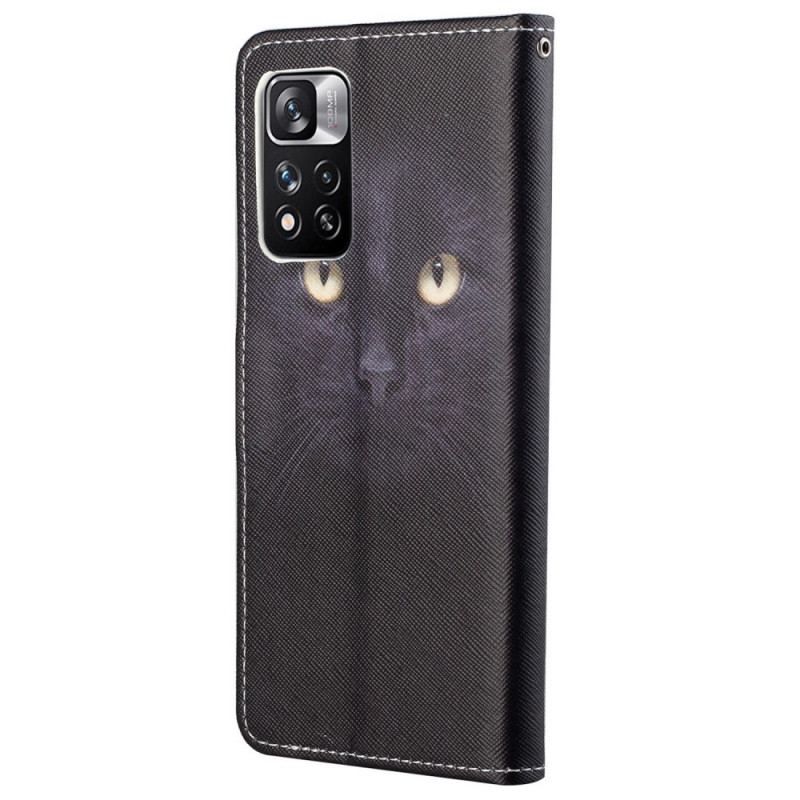 Housse Xiaomi Redmi Note 11 Pro / Note 11 Pro 5G Yeux de Chat Noir à Lanière