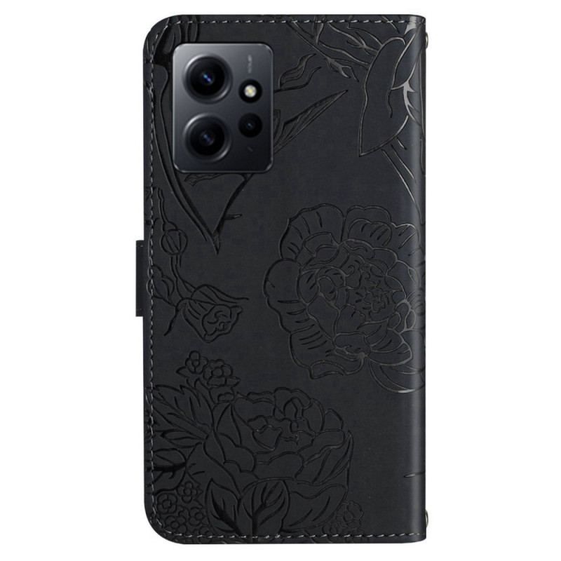 Housse Xiaomi Redmi Note 12 4G Papillons et Lanière