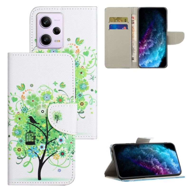 Housse Xiaomi Redmi Note 12/Poco X5 5G Arbre au Feuillage Vert à Lanière