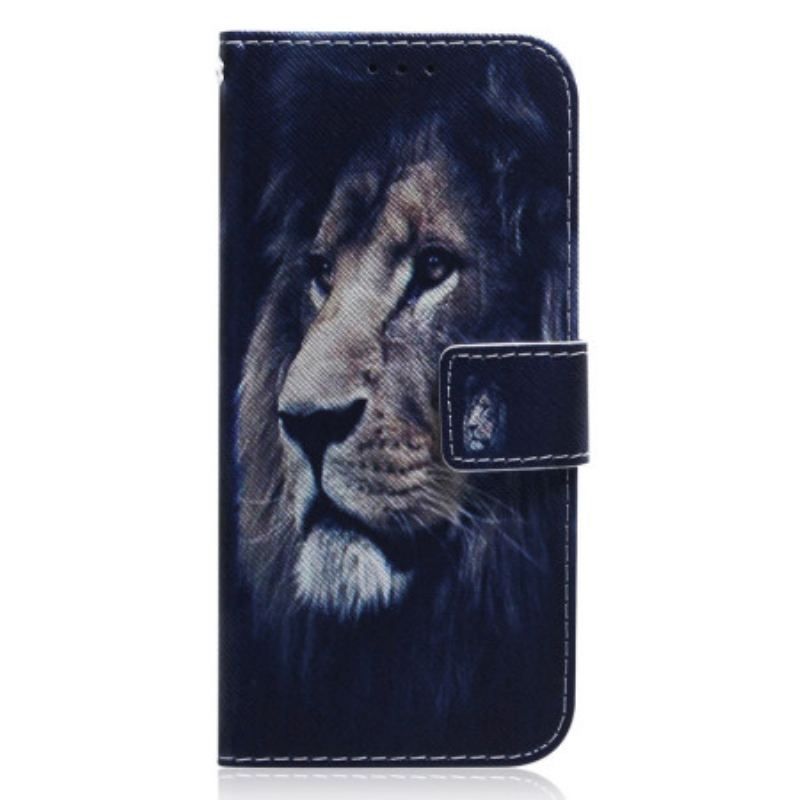 Housse Xiaomi Redmi Note 12/Poco X5 5G Dreaming Lion à Lanière