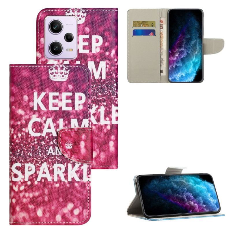 Housse Xiaomi Redmi Note 12/Poco X5 5G Keep Calm à Lanière