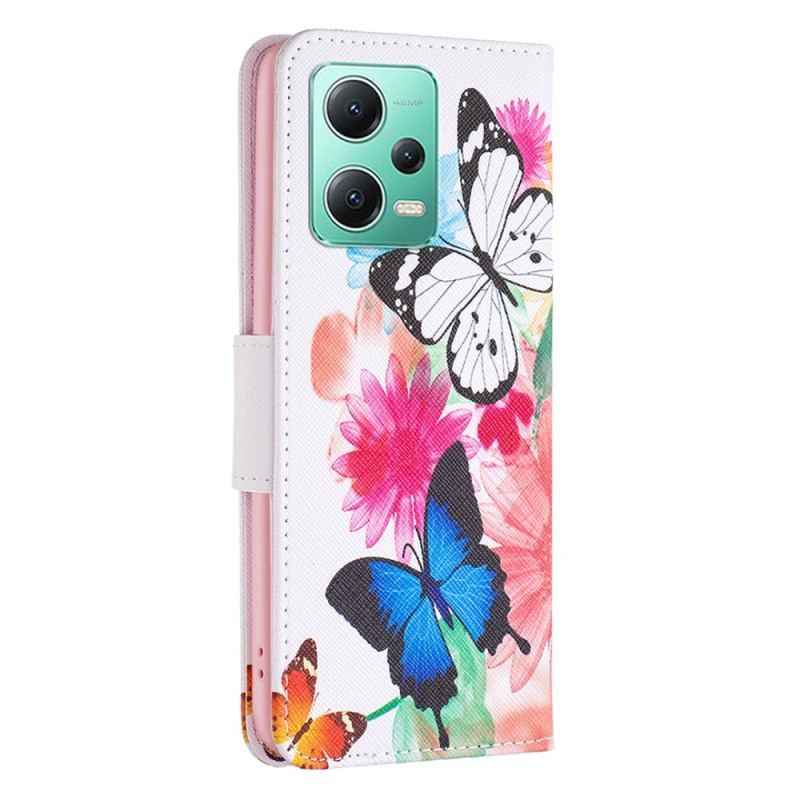 Housse Xiaomi Redmi Note 12/Poco X5 5G Papillons Aquarelle