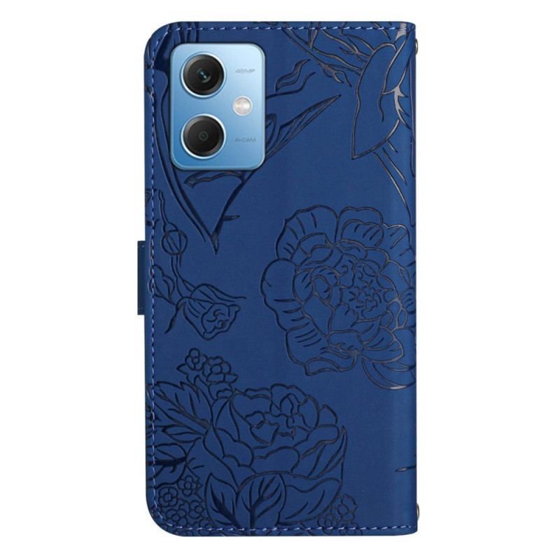 Housse Xiaomi Redmi Note 12/Poco X5 5G Papillons et Bandoulière